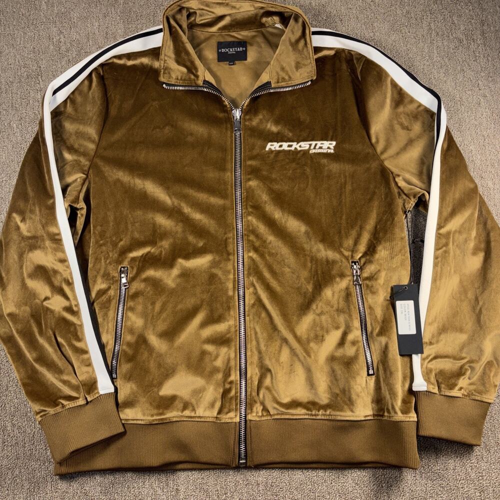 Rockstar Original Track Jacket Full Zip Men’s Beige NWT 2XL
